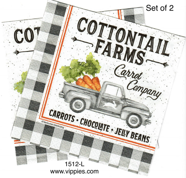 EAST1512S Set of 2 Cottontail Farms Truck Napkins for Decoupage