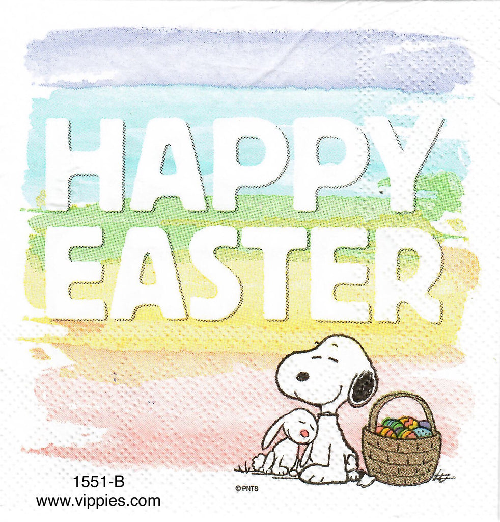 EAST-1551 Snoopy Bunny Pastels Napkin for Decoupage