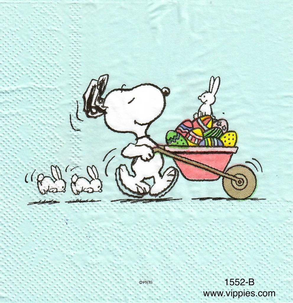 EAST-1552 Snoopy Wheelbarrow Bunnies Napkin for Decoupage