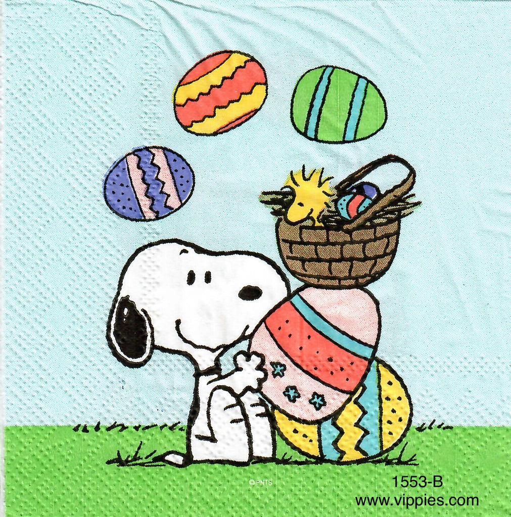 EAST-1553 Snoopy Woodstock Eggs Napkin for Decoupage