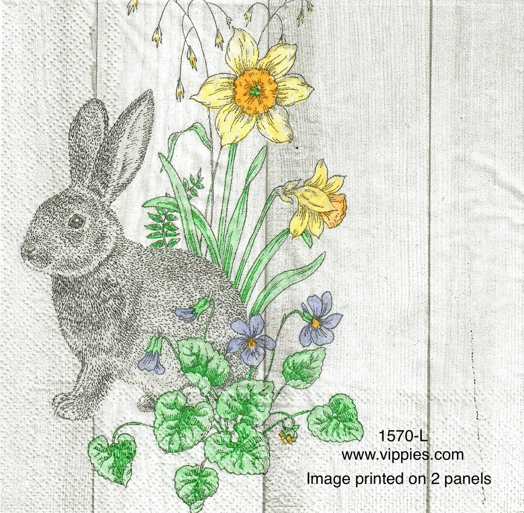 EAST-1570-L Gray Bunny Planks Napkin for Decoupage