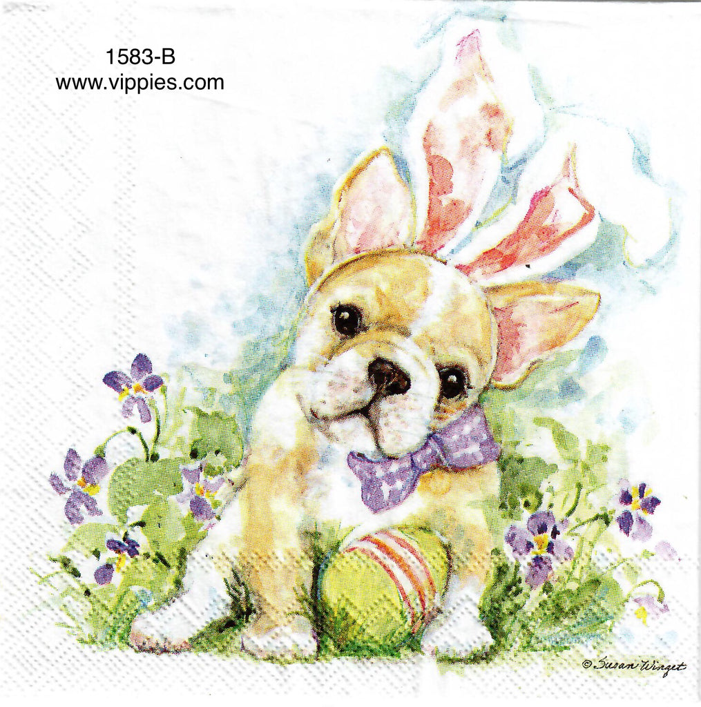 EAST-1583-B Easter French Bulldog Napkin for Decoupage
