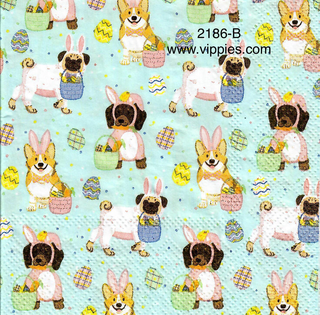 EAST-2186-B Dogs As Bunnies Napkin for Decoupage