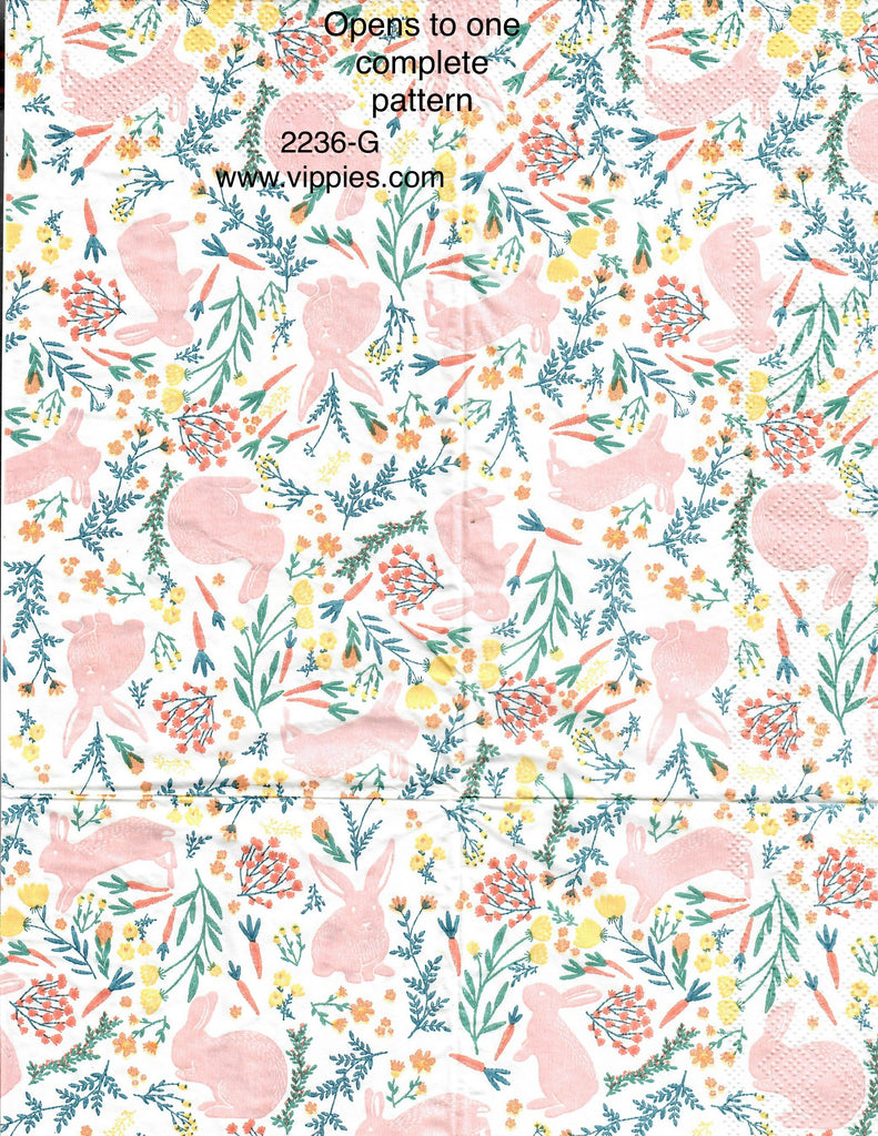 EAST-2236-G Allover Pink Bunnies Guest Napkin for Decoupage