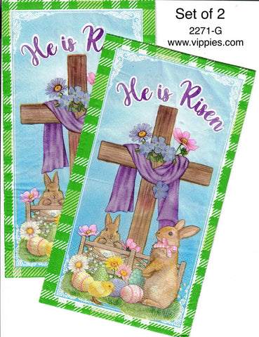 EAST-2271-G-S Set of 2 He Is Risen Cross Guest Napkins for Decoupage