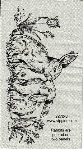 EAST-2272-G Rabbits Black Print Guest Napkin for Decoupage