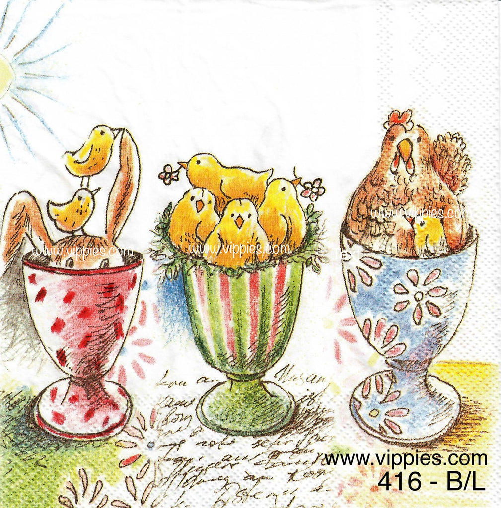EAST-416 Easter Egg Cups Napkin for Decoupage