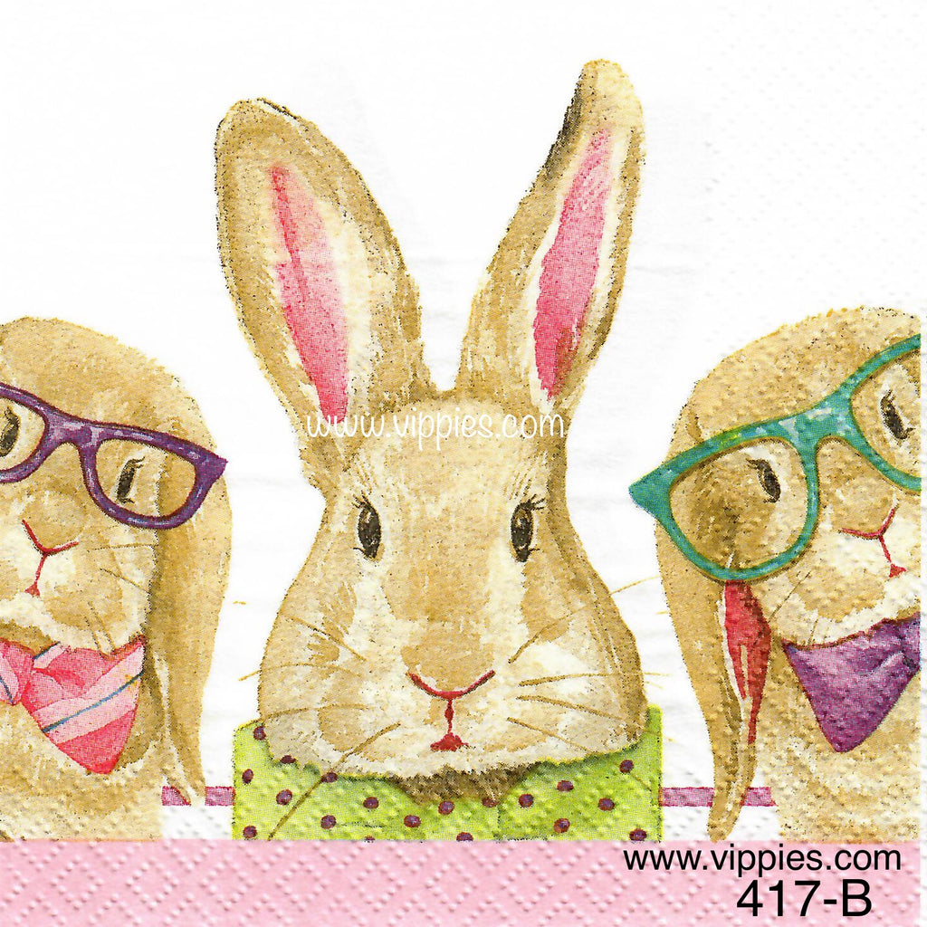 EAST-417 3 Bunny Glasses Napkin for Decoupage
