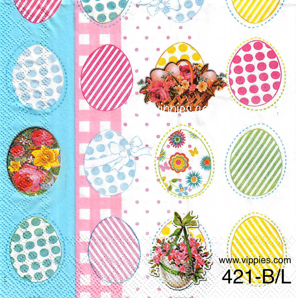 EAST-421 Eggs Gingham Stripes Napkin for Decoupage