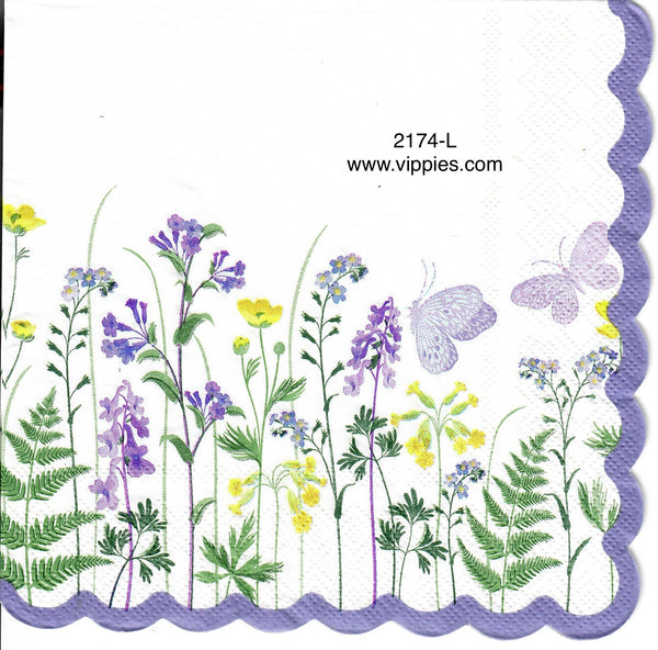 FL2174L Meadow Flower Scallop Napkin for Decoupage Vippies Designs