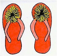 Flip Flop Pom Pom Double-Sided Rubber Stamp DBL-POM