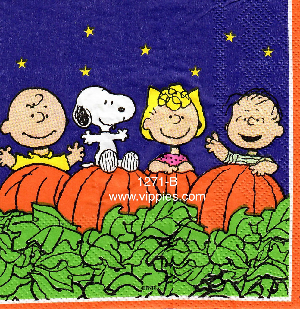 HWN-1271 Peanuts in Pumpkin Patch Napkin for Decoupage