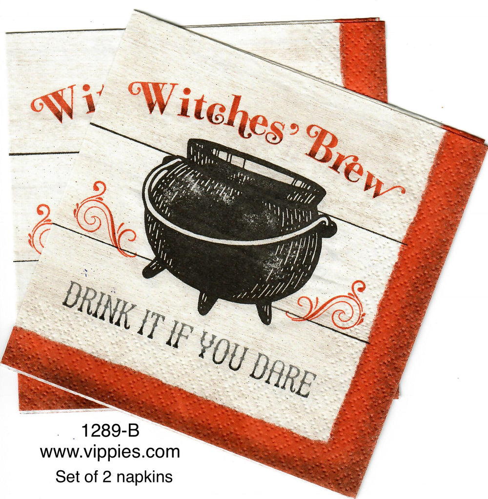 HWN-1289-S Set of 2 Witches Brew Cauldron Napkins for Decoupage