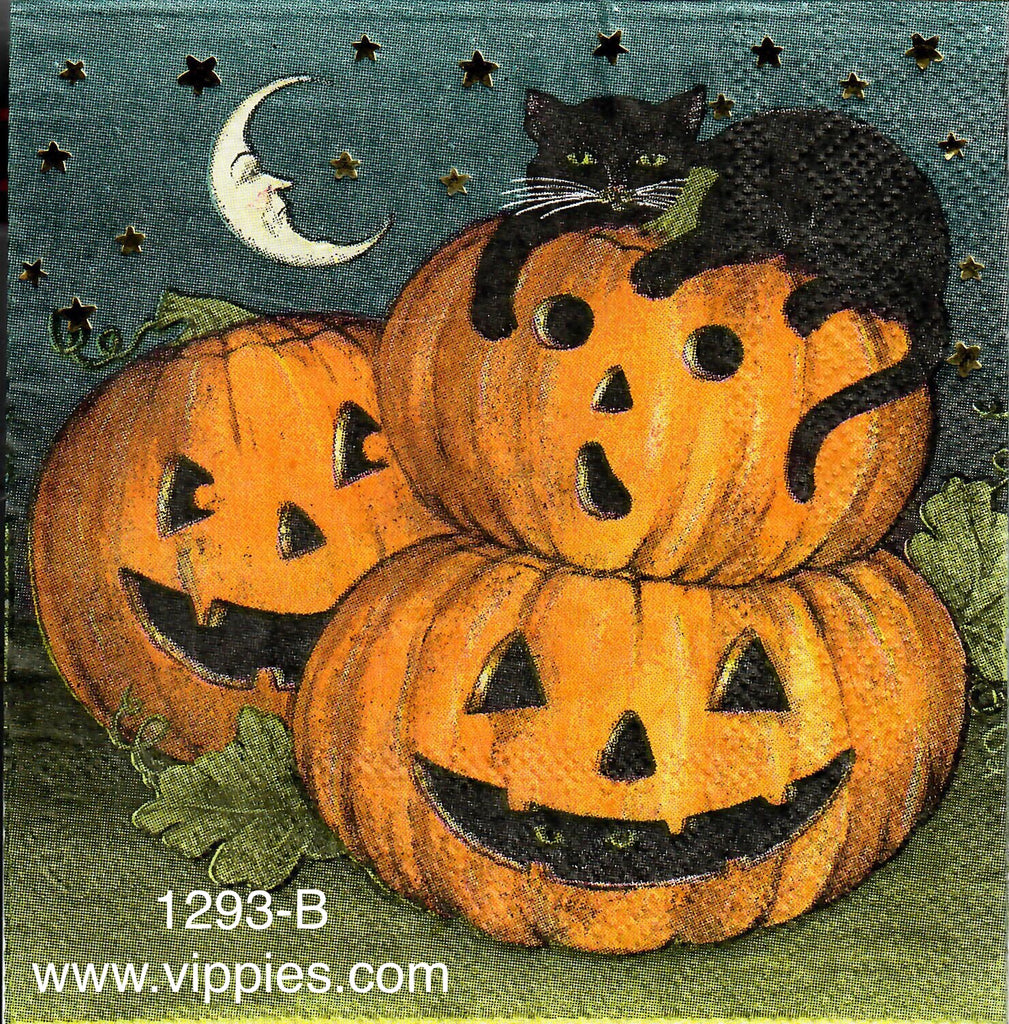 HWN-1293 Cat Jacks Moon Napkin for Decoupage