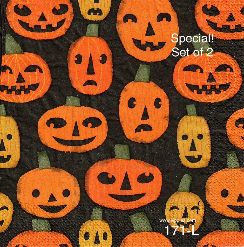 HWN-171-S Set of 2 Pumpkins Allover Napkins for Decoupage
