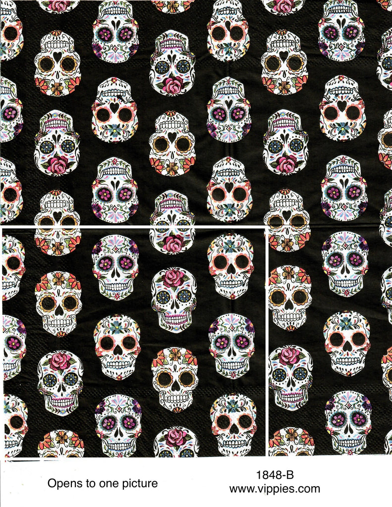 HWN-1848 Sugar Skulls Allover Napkin for Decoupage
