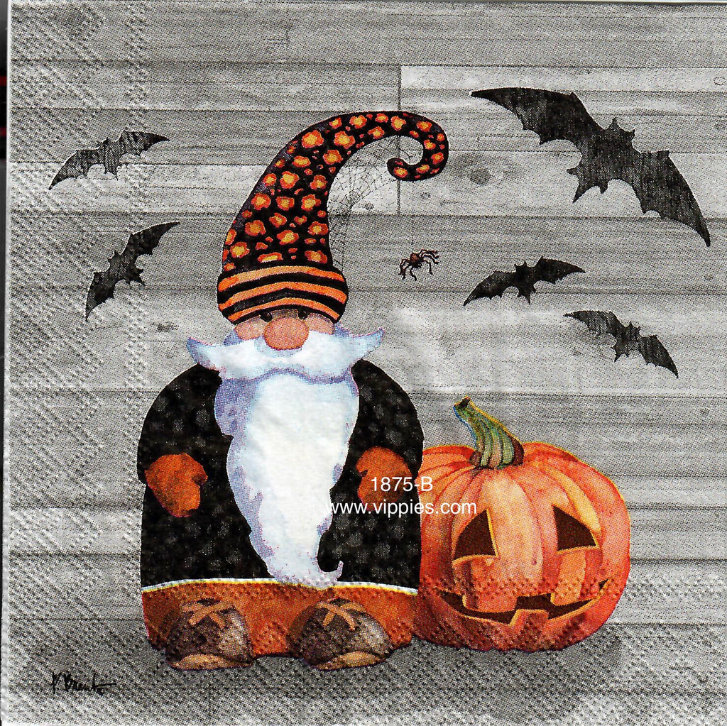 HWN-1875-B Wizard Gnome Spider Bats Napkin for Decoupage