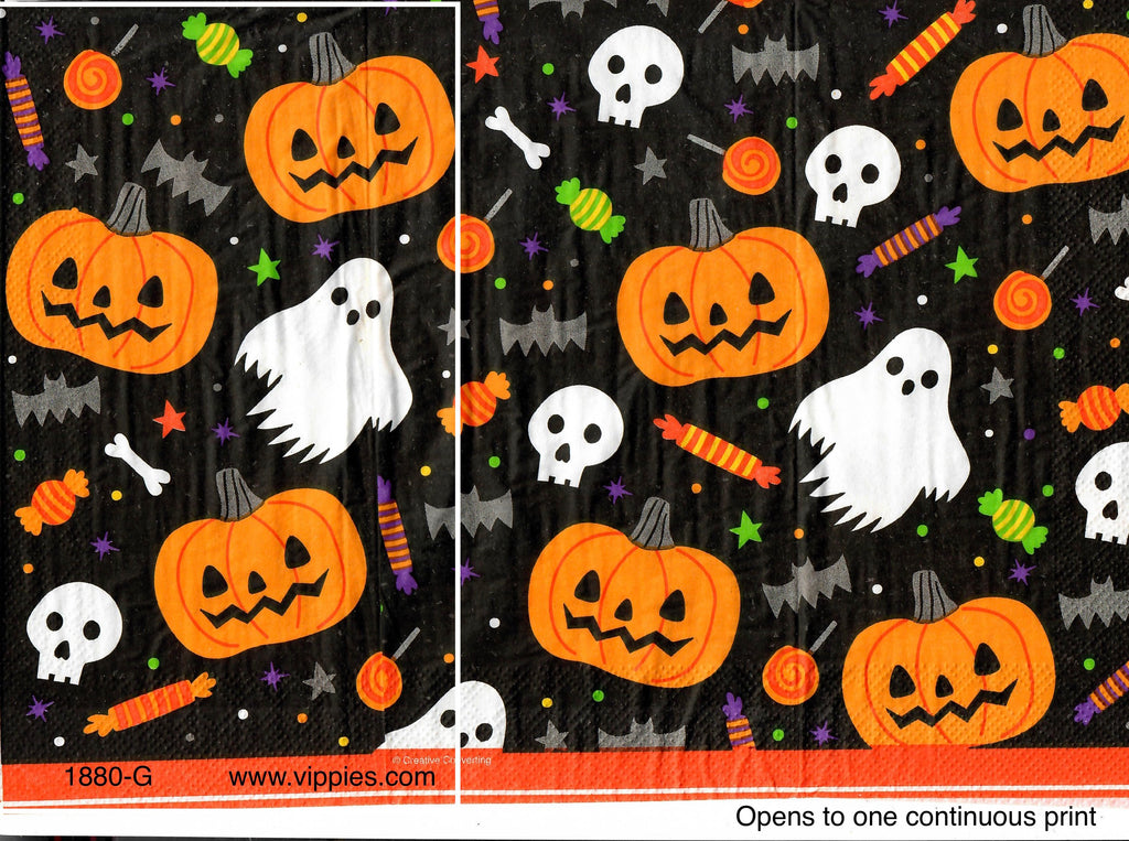 HWN-1880 Halloween Ghosts Pumpkins Guest Napkin for Decoupage