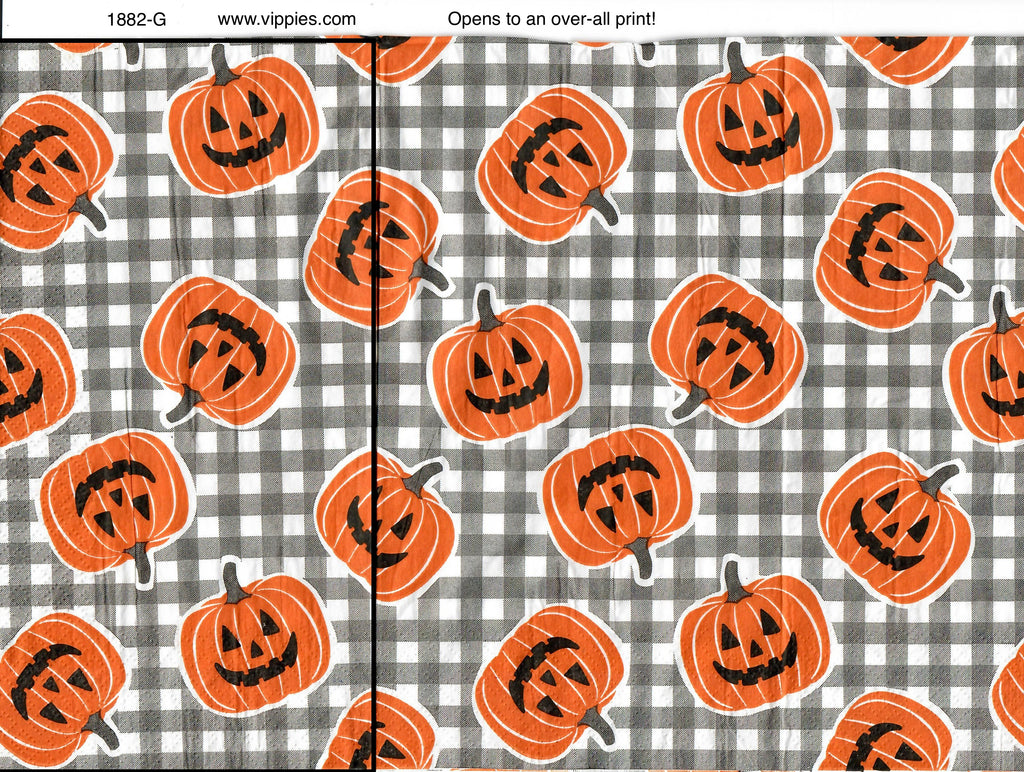 HWN-1882 Pumpkins Checks Guest Napkin for Decoupage