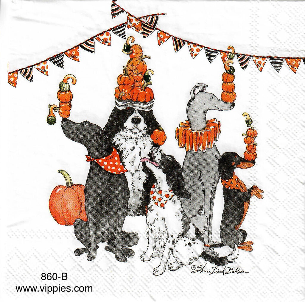 HWN-860 Halloween Dog Jugglers Napkin for Decoupage