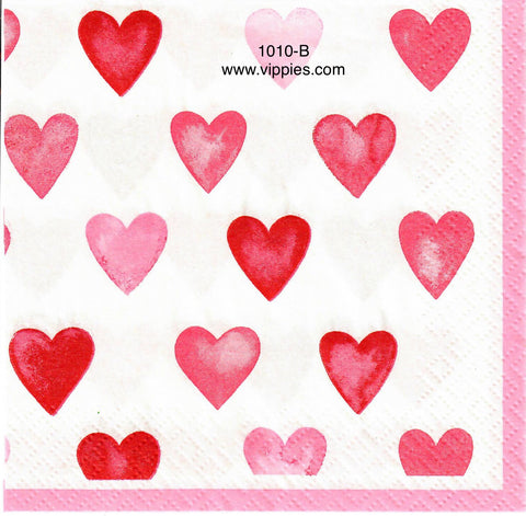 LVY-1010 Shades of Pink Hearts Napkin for Decoupage