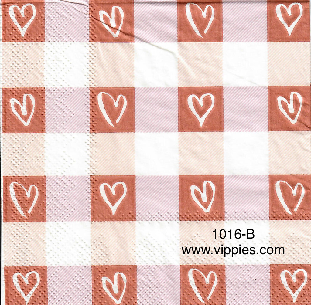 LVY-1016 Heart Plaid Napkin for Decoupage