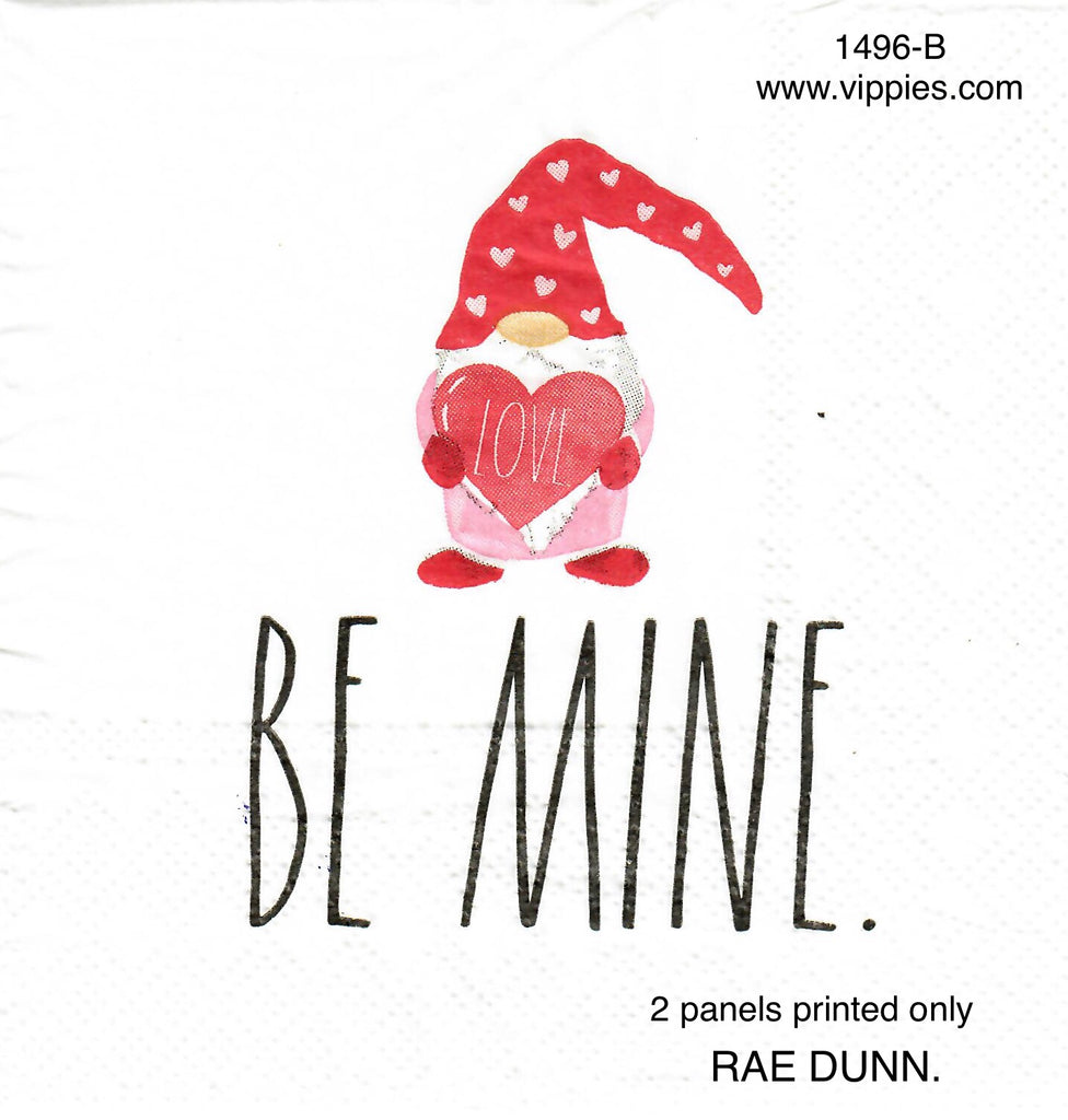 LVY-1496 Rae Dunn Gnome Be Mine Napkin for Decoupage
