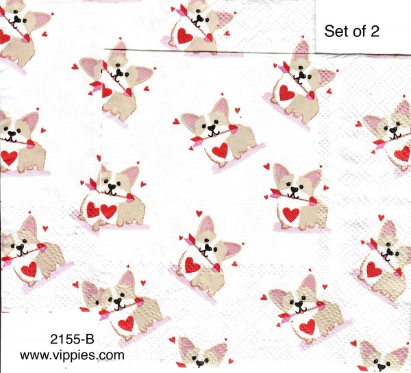 LVY2155BS Set of 2 Hearts Arrows Napkins for Decoupage