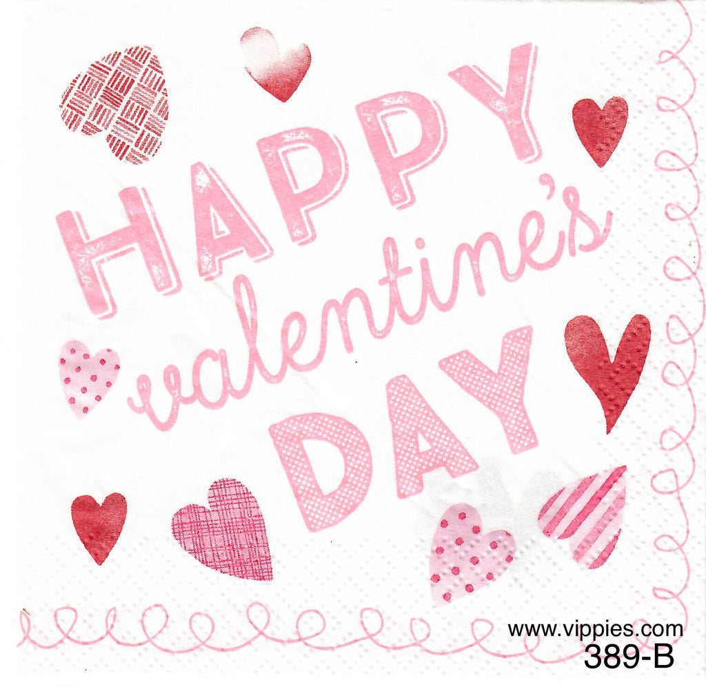 LVY-389 Pink Happy Valentines Day Napkin for Decoupage