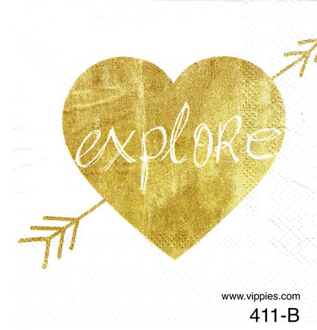 LVY-411 Explore Heart Napkin for Decoupage