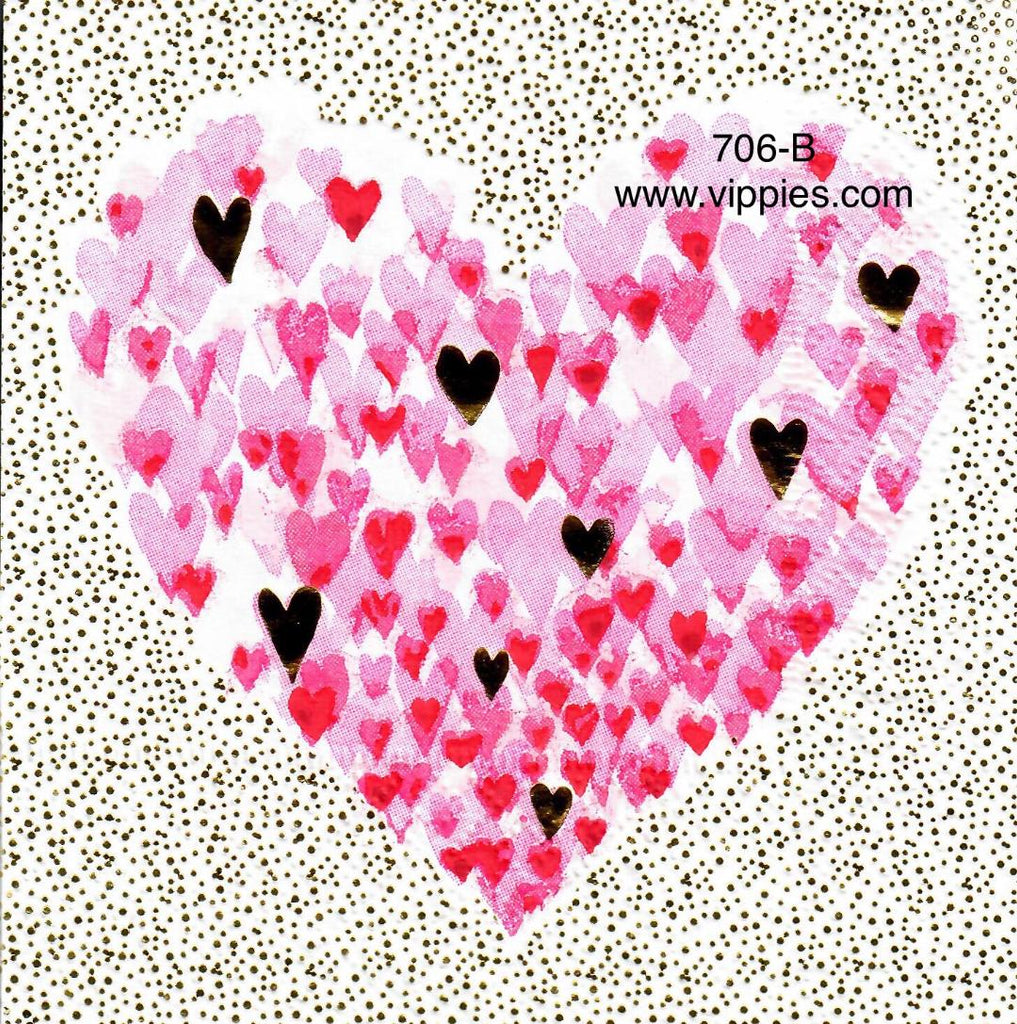LVY-676 Hearts Dot Background Napkin for Decoupage
