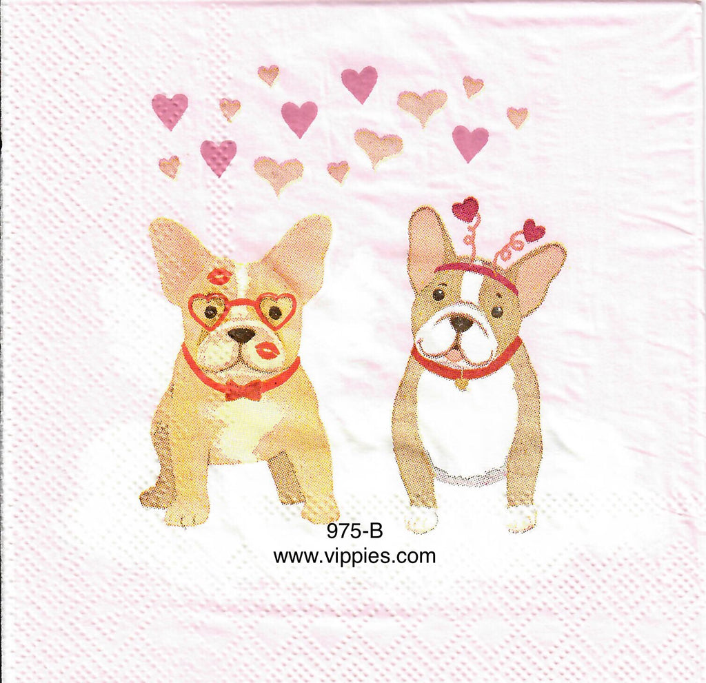 LVY-975 Valentine Pugs Napkin for Decoupage
