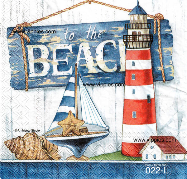 NS-022 Beach Sign Lighthouse Napkin for Decoupage