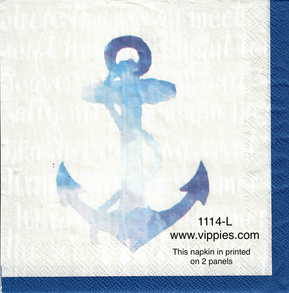 NS-1114-L Large Blue Anchor Napkin for Decoupage