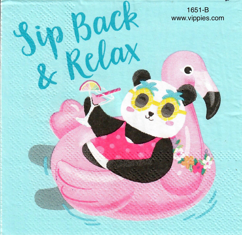 NS-1651-B Panda Floating Napkin for Decoupage