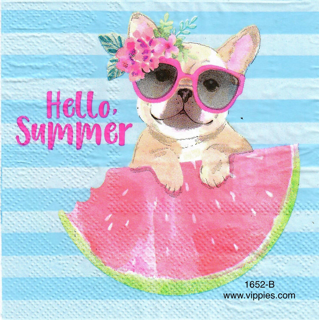 NS-1652-B Frenchie Watermelon Napkin for Decoupage
