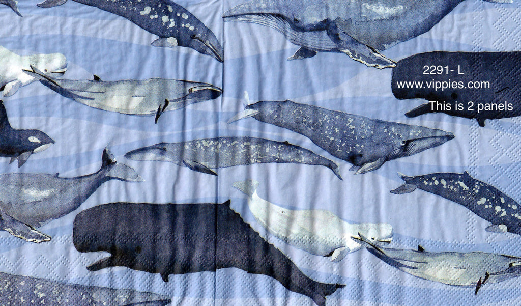 NS-2291-L Blue Whales Napkin for Decoupage