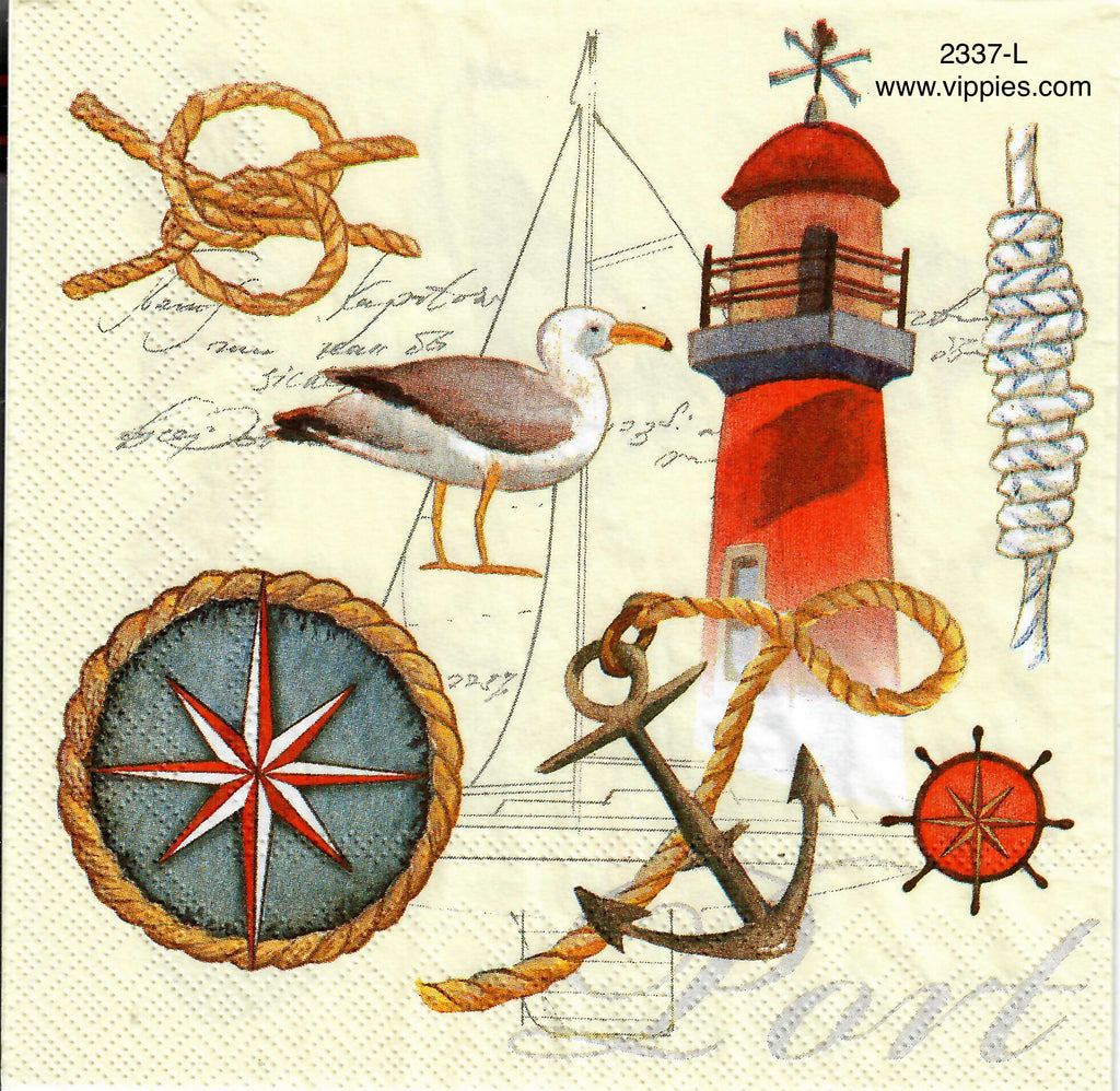 NS-2337-L Knots Seagull Compass Napkin for Decoupage