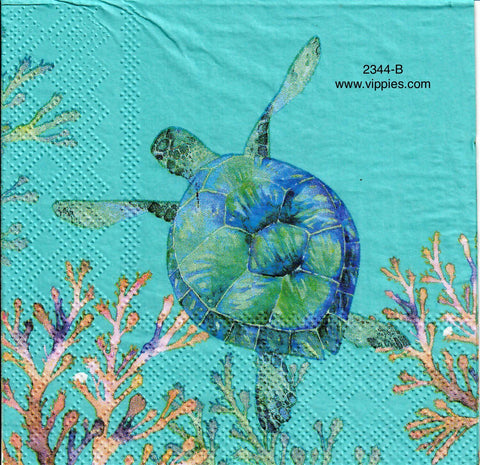 NS-2344-B Sea Turtle Coral Napkin for Decoupage