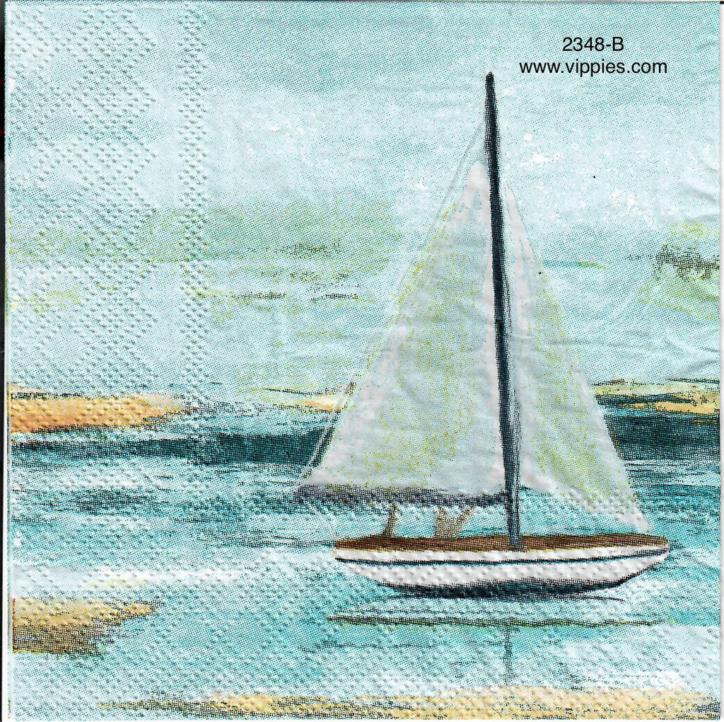 NS-2348-B Sailboat Aground Napkin for Decoupage