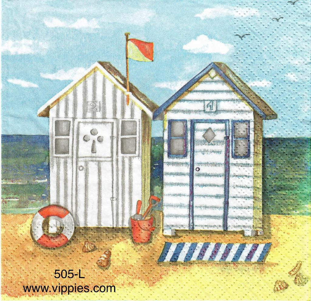 NS-505 Beach Cabanas Napkin for Decoupage