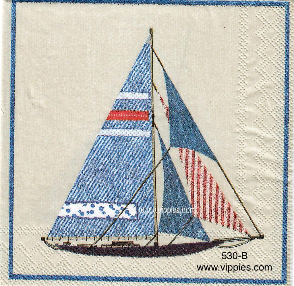 NS-530 Patriotic Sailboat Napkin for Decoupage