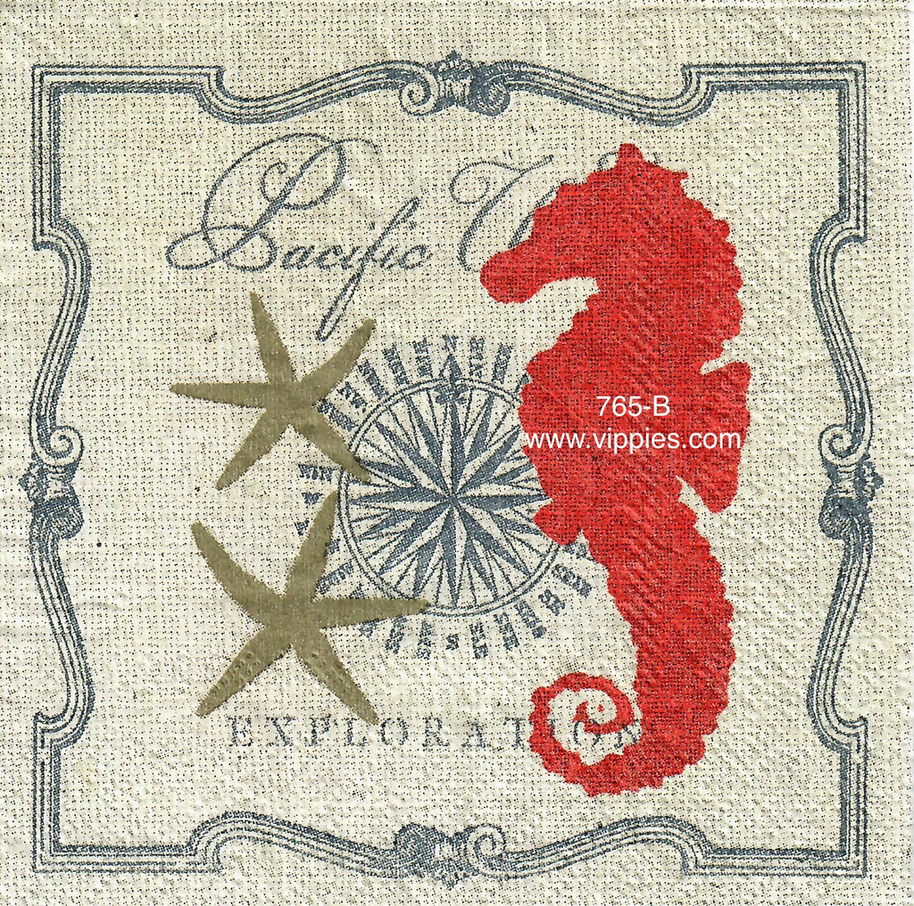 NS-765 Coral Seahorse Napkin for Decoupage