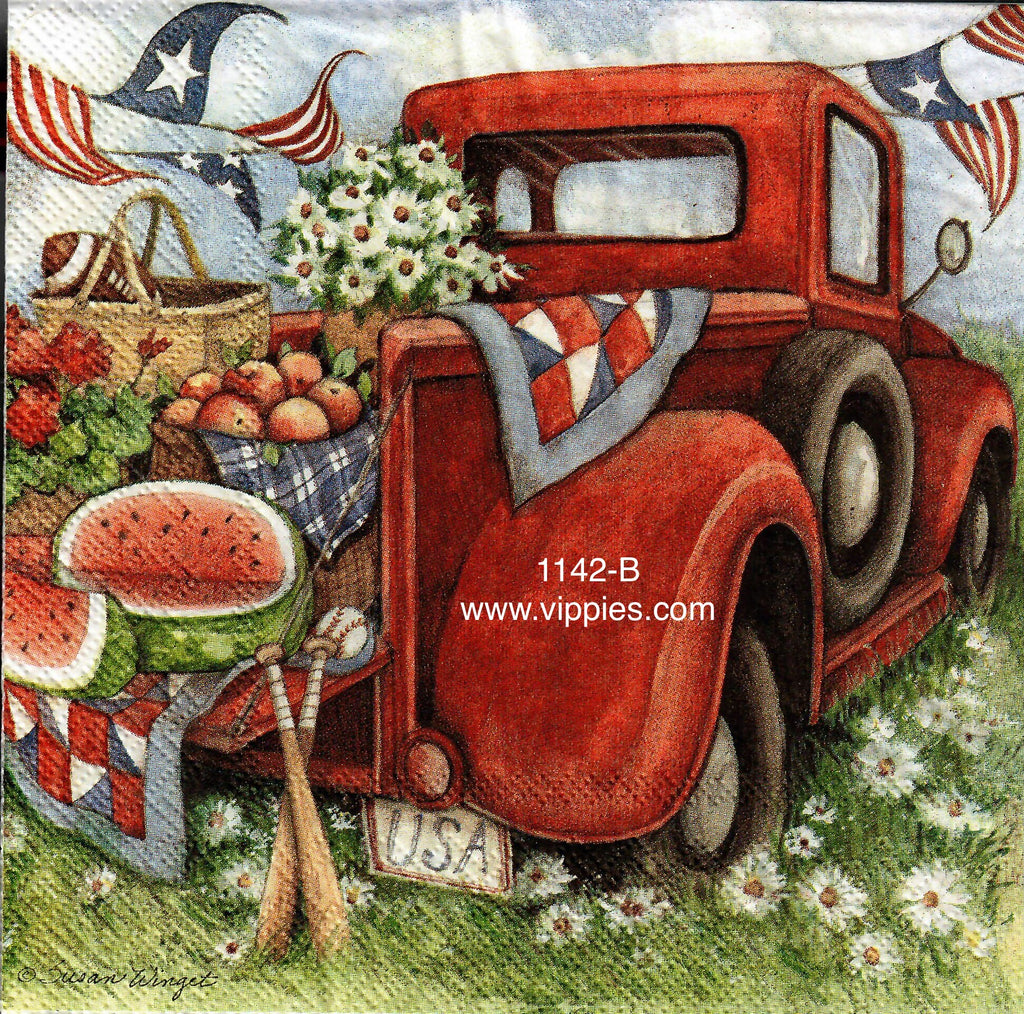 PAT-1142-B Summer Pickup Picnic Napkin for Decoupage