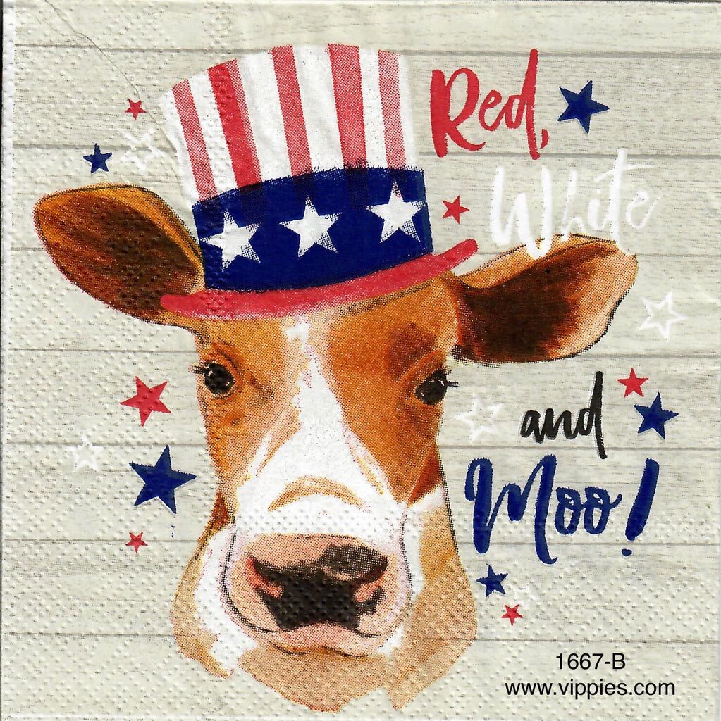 PAT-1667-B Red White Moo Napkin for Decoupage