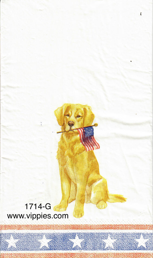 PAT-1714-G Golden Flags Stars Guest Napkin for Decoupage