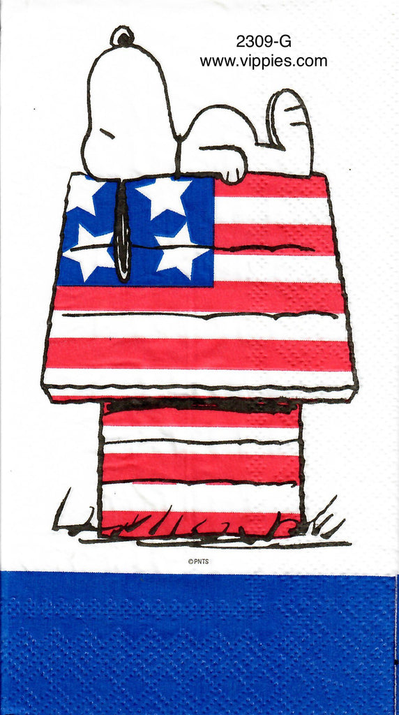 PAT-2309-G Snoopy Flag Doghouse Guest Napkin for Decoupage