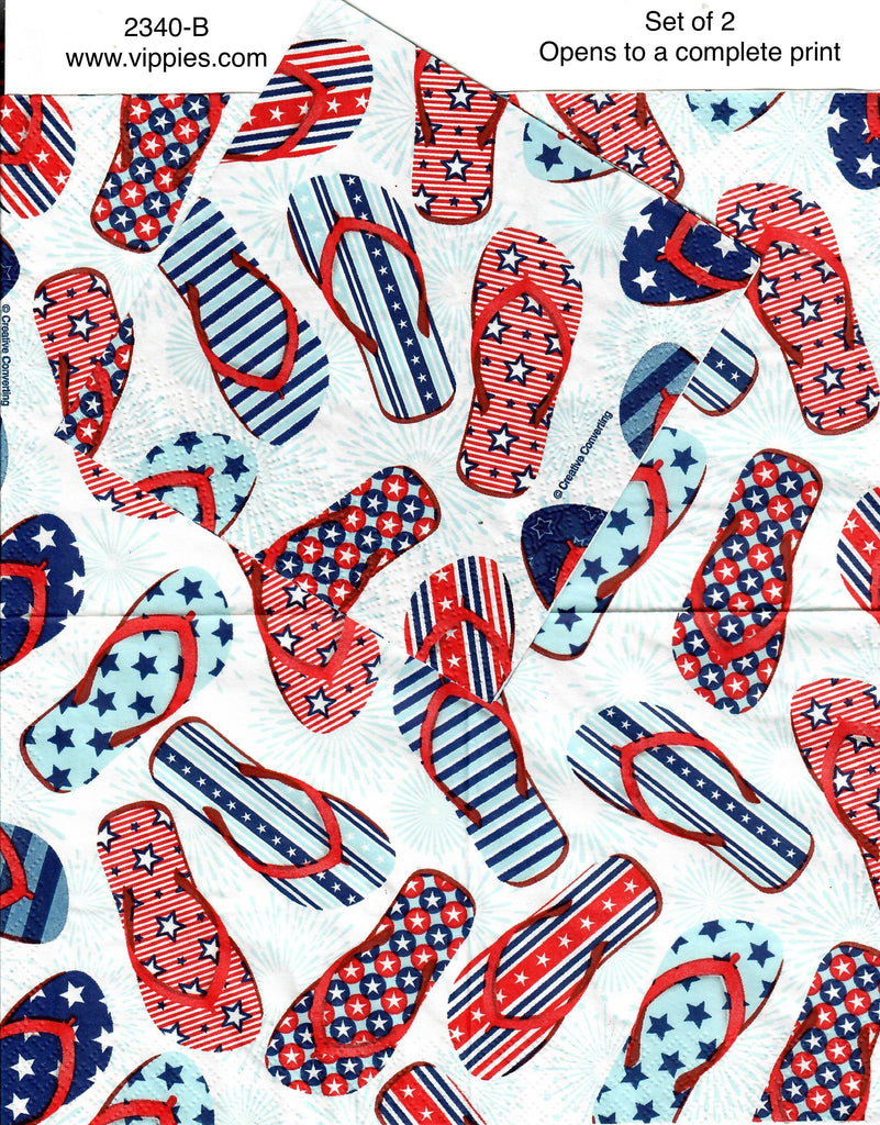 PAT-2340-B-S Set of 2 Small Flip Flops Napkins for Decoupage