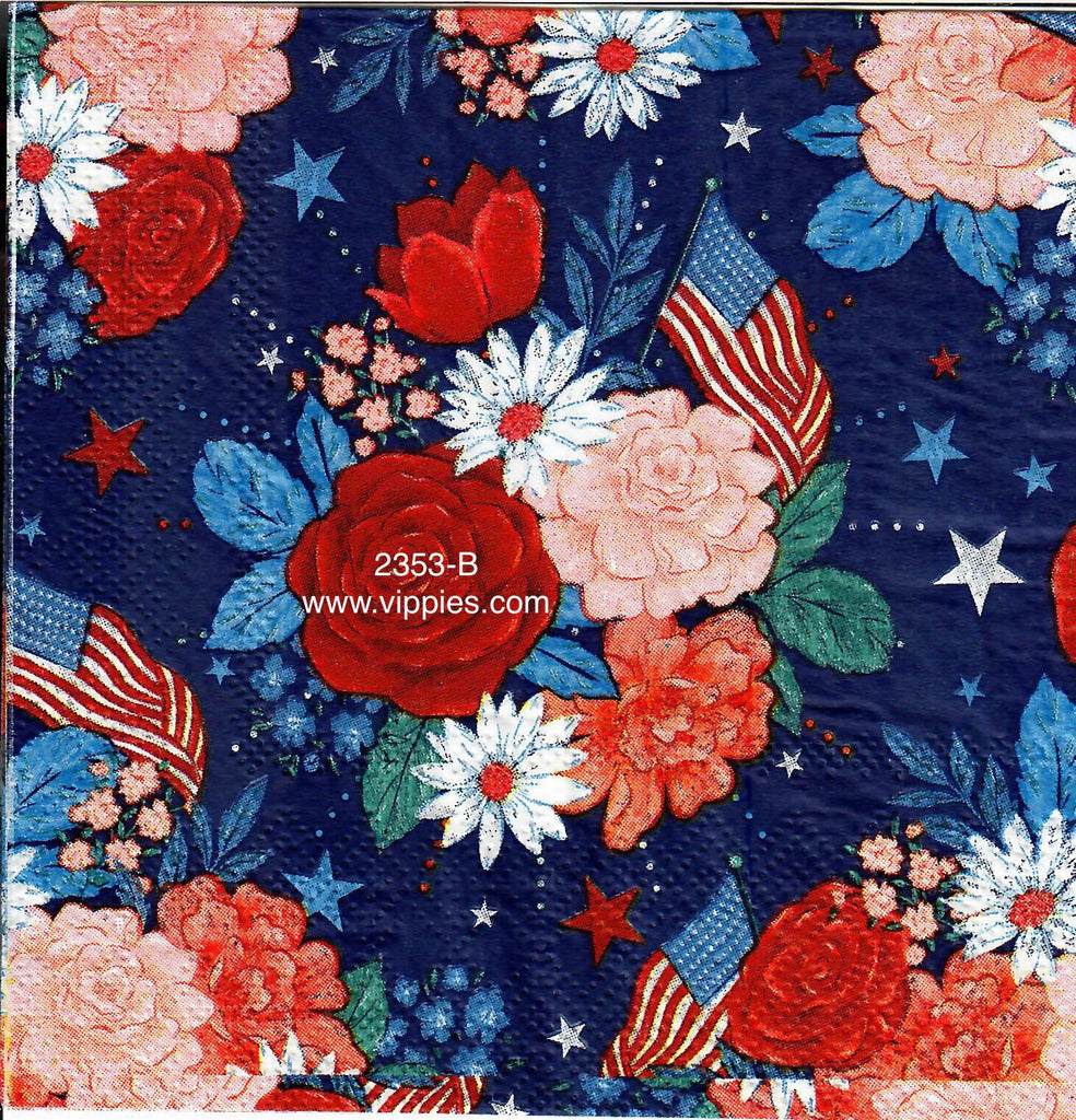 PAT-2353-B Patriotic Bouquets Napkin for Decoupage