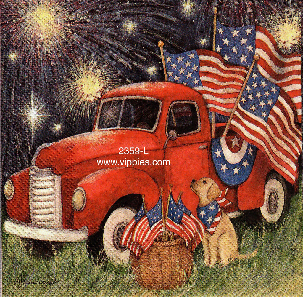 PAT-2359-L Pickup Golden Fireworks Napkin for Decoupage